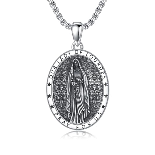 Seiyang Our Lady of Lourdes Medal 925 Sterling Silver Virgen