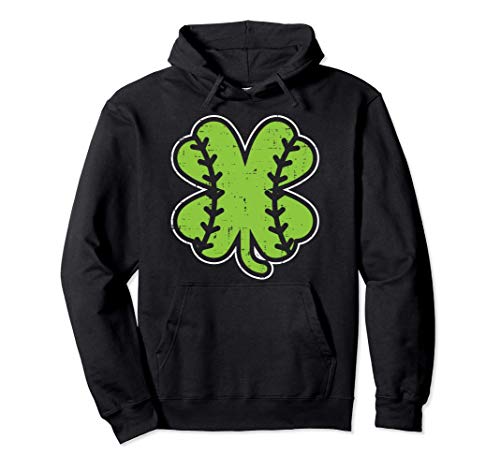 Baseball Shamrock Clover St Patricks Day Lucky Sports Gift Felpa con Cappuccio