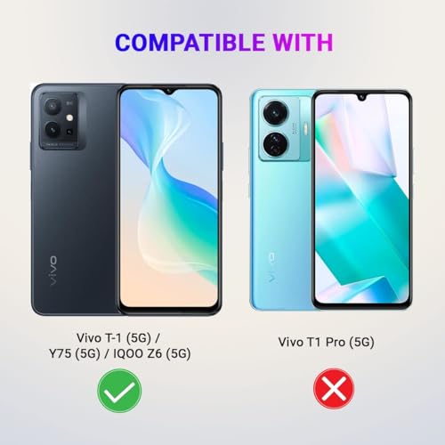Image of COVERBLACK Flexible Defender Bumper Back Case with Edges and Color Button Back Cover for Vivo V2142 / Vivo Y75 5G - Transparent
