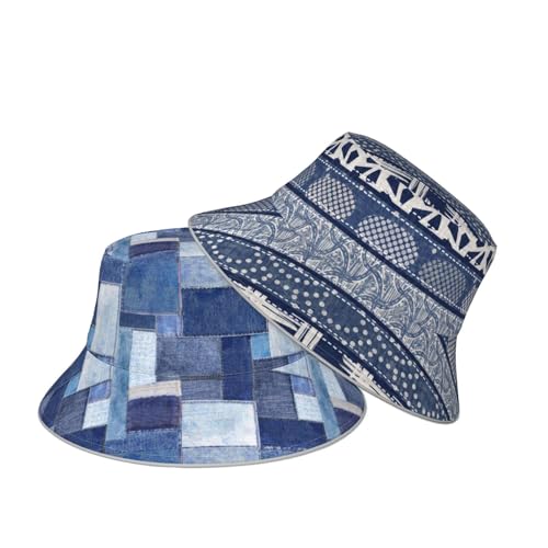 Image of Bucket Hat Beach Summer Sun Hat Reversible Fisherman Hats Double Sided Wearing for Women Men Boys Girls