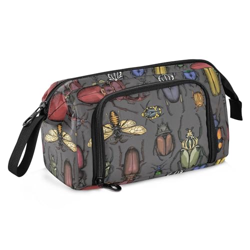 Image of Fisyme Insects Vintage Bugs Pencil Case Large Capacity Pencil Pouch Pen Bags Box Big Makeup Pencil Case Organizer