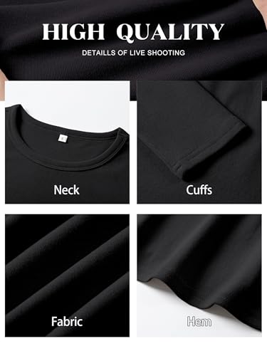 ANRABESS Womens Long Sleeve Thermal Shirts Slim Fit Basic Tee Tops Warm Fleece Undershirts 2025 Fall Winter Layer Outfits Black Small