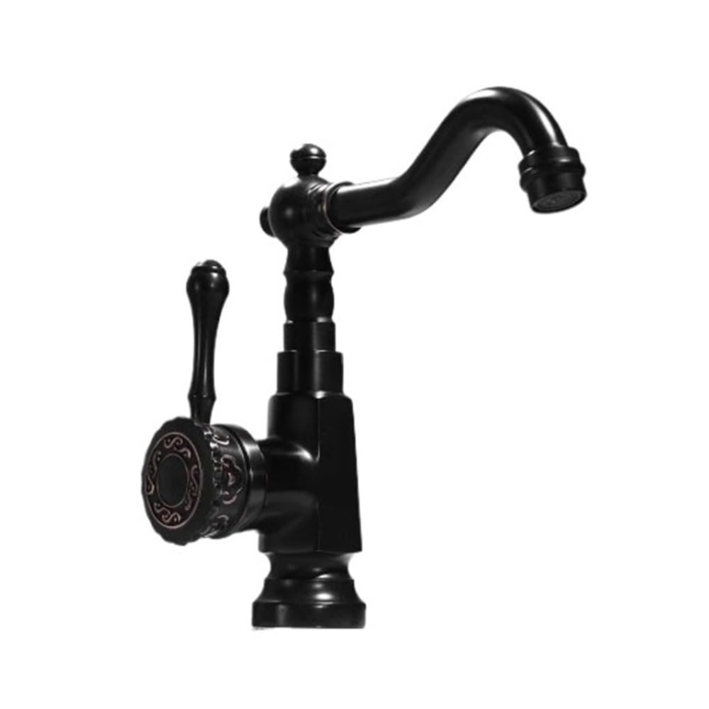 Robinet de lavabo salle de bains noir mitigeur chaud-froid sur le pont vasque grue B600