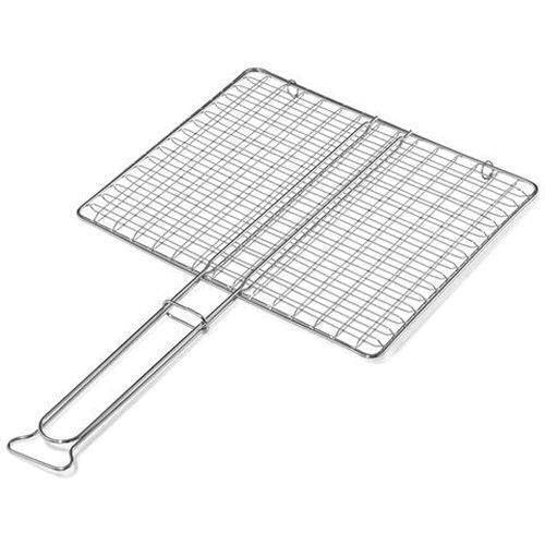 Doppia Griglia per Barbecue, Cromata, Con Manici, Varie Misure, Leggera in Ferro, per Pesce, Carne, Verdure, Pane, Graticola per BBQ, Camino, Barbecue, Cestino Antiruggine a Conchiglia (27x37 cm)