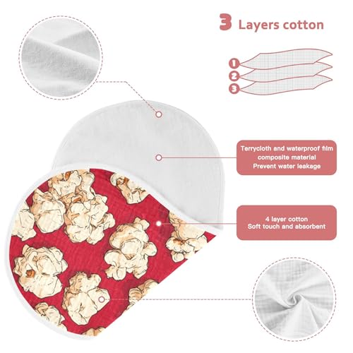 Popcorn Red Burp Cloths Baby Boys Girls Absorbent Soft Cotton Burping Cloths Rags, 1 Pack3