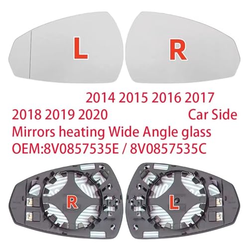 Glace de rétroviseur gauche chauffante pour Audi A3 2014-2020