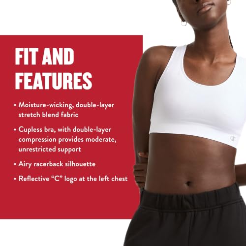Image of Champion Women's The Infinity Racerback Sports Bra, Moderate Support, Seamless, Moisture-Wicking