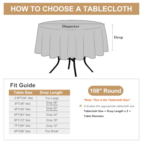 Image of sancua Round Tablecloth 108 Inch Diameter, 6 Pack - Circle Polyester Fabric Table Cloth for Wedding Party Reception Banquet Birthday, Washable Formal Table Cover (Fit 42-96 Inch Tables), Sage Green