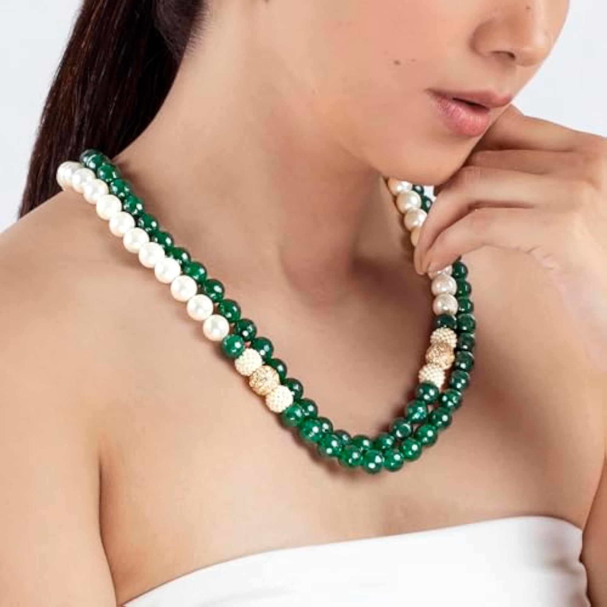 Multicolor Stone String Necklace, Handcrafted