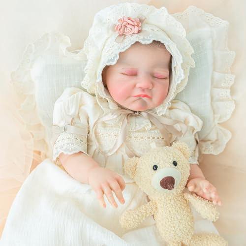 Vvioxiu Reborn Baby Dolls, 22Inch Realistic Sleeping Girl Reborn Baby Doll with Feeding Toy, Gift for Kids Age 3+