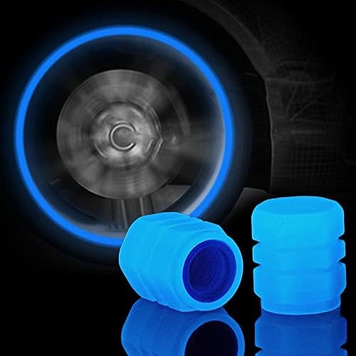 Luminous Tire Valve Cap Car Vehicle Wheel Dust Cover Glow in The Dark Active 4 Pack. (Available Colors: Blue, Red, Green, Orange and Violet)