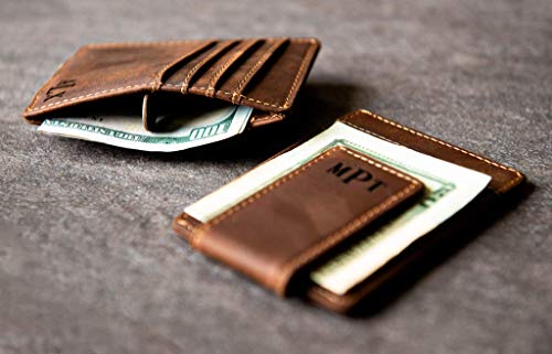 Personalized Leather Magnetic Money Clip The Sanibel by Left Coast Original