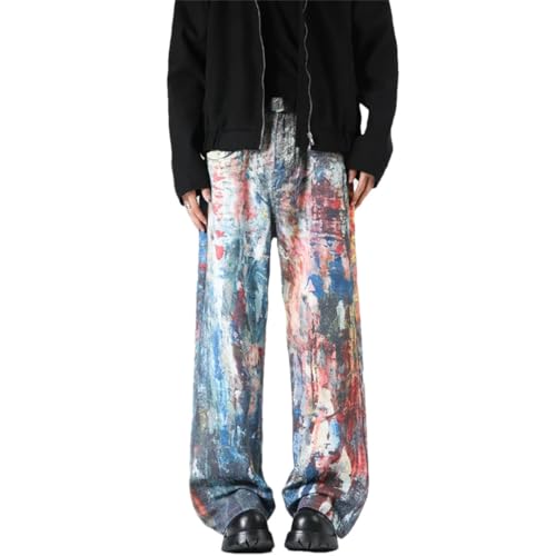Men's Fashion Jeans Vintage Washed Stretch Slim Fit Tie Dye Jeans