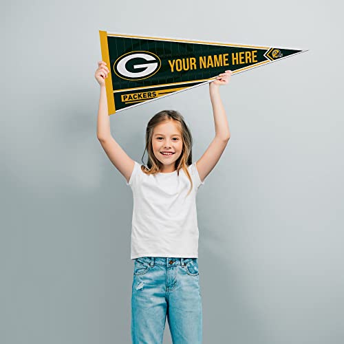 Image of Rico Industries NFL Football Green Bay Packers Personalized - Custom 12 inch x 30 inch Soft Felt Pennant - EZ to Hang