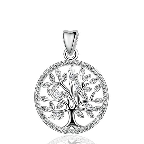 Argent Sterling 925 collier pendentif arbre de chêne, bijoux naturels de mariée