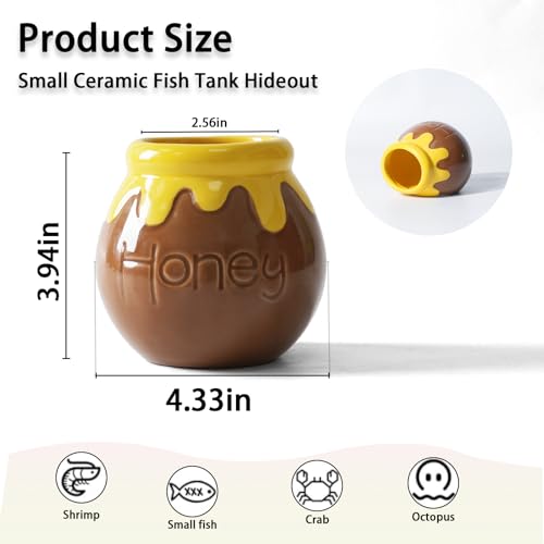 Image of Ceramic Aquarium Decor Cartoon Honey Design Betta Fish Tank Cave