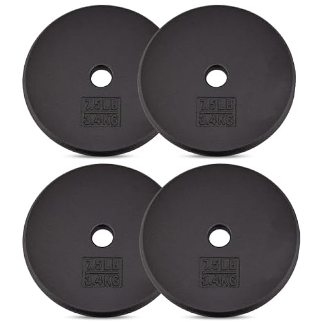 Yes4All Standard 1 Cast Iron Weight Plate - Ideal for Strength Training - Multiple Weight: 5LB to 25LB (Single & Set of 4)