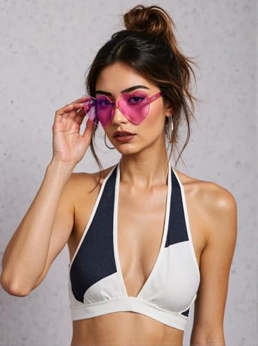 14 Pairs Heart Shaped Sunglasses for Women, Rimless Glasses, Frameless Love Glasses,Heart Sunglasses Party Favor2