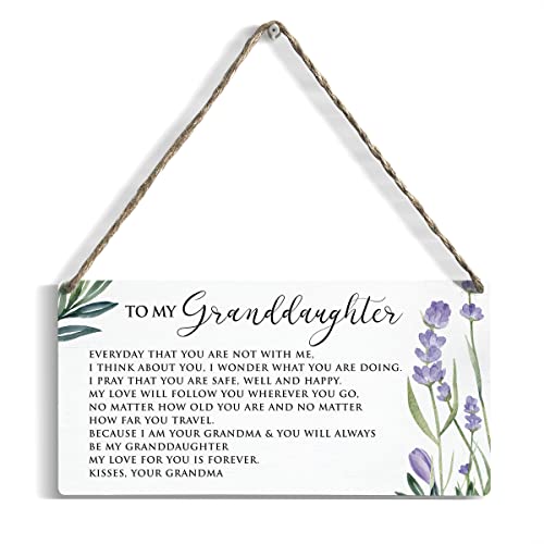 Granddaughter Gifts From Grandma Wood Sign Wall Hanging Decor Rustic Inspirational My Love For You Watercolor Flower Wooden Wall Art Décor Decorative Plaque For Granddaughter Kids Teens Girls Room #TOP6