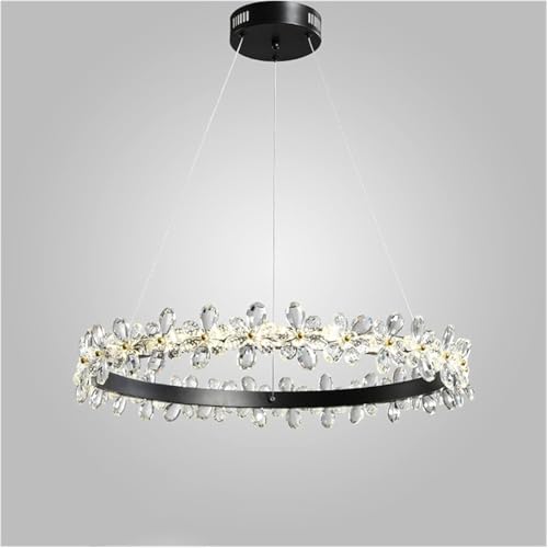Plafonnier LWX moderne avec lustre suspendu en cristal et LED intégrée