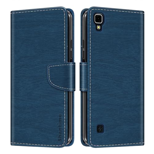 Shantime Leather Wallet Case Compatible with LG X Power, Colorful Flip Cover with Card Holders Magnetic Closure Full Protection Shell(Blue)