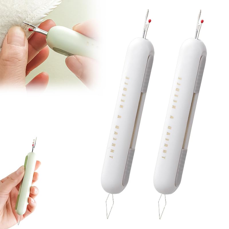 Image of 2 in 1 Needle Threader Seam Ripper, 2024 New Needle Threaders Seam Rippers for Sewing, Upgraded Threading and Seam Remover Seam Ripper Tool for Sewing Crafting Knitting Thread(Grey 2pcs)