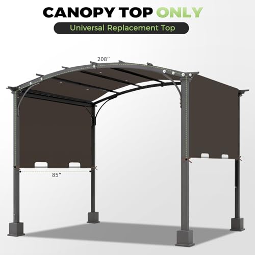 Image of 85'' x 208'' Universal Pergola Replacement Cover for Doubleton Steel Pergola L-PG080PST, Waterproof Sunshade Canopy Top for Patio Gazebo, Deck, Porch, Yard, Outdoor Cover Only (Brown)