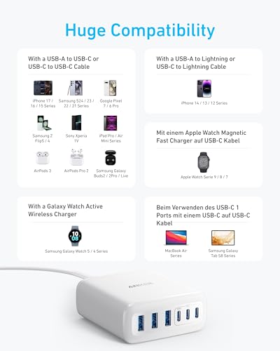 Image of Anker Desktop Charger, Fast Charging USB C Charger with 112W Max 6-Port