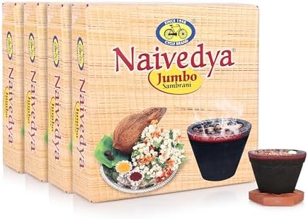 Cycle Pure Naivedya Jumbo Sambrani Dhoop Cups for Pooja (16 pcs) | Havan Cups for Pooja, Home & Festivals | Natural Guggal Dhoop Original | Pack of 4, 4N Per Pack