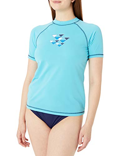 Kanu Surf Women's Marina UPF 50+ Short Sleeved Active Rashguard & Workout Top, Gillian Aqua, X-Large