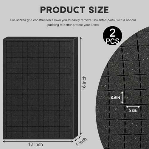 Pick and Pluck Foam Sheets, 2Pcs 16 x 12 x 1 Inch Pick Apart Foam Padding for Camera Storage, Crafts, Tool Box, Storage Drawer by YIENFBEV - Image 2
