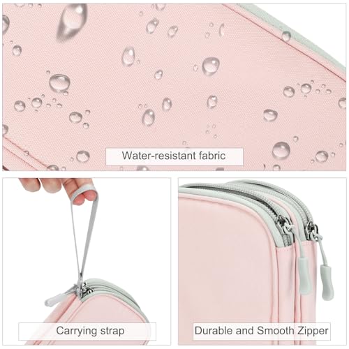 Image of FYY Electronic Organizer, Travel Cable Organizer Bag Pouch Electronic Accessories Carry Case Portable Waterproof Double Layers All-in-One Storage Bag for Cable, Cord, Phone, Earphone-Light Pink