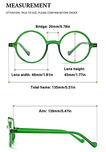 VEVESMUNDO Blue Light Blocking Reading Glasses Round Retro Vintage Readers Glasses for Women Men (1 Pcs Green Reading Glasses, +3.5) - Image 2