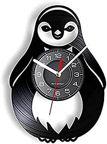 Round Wall Clock Cartoon Penguin Wall Clock Sea Life Animal South Africa Bird Water Jackass Mammal Kid Room Wall Decorative Gift