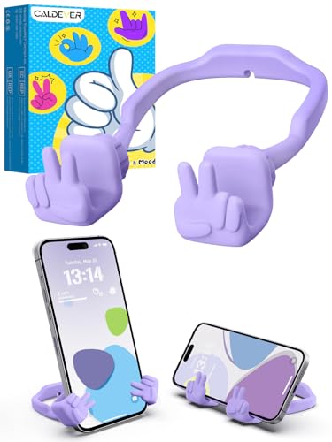 Presentes para mulher homem suporte móvel mesa: Presentes Natal amigo invisível originais para menina menino crianças suporte móvel com gesto YEAH suporte móvel ideias presente aniversário reis roxo 1