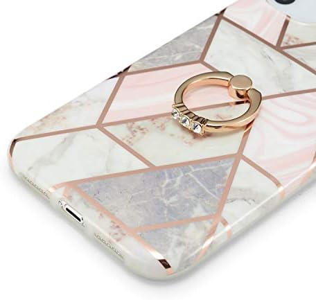 DEFBSC iPhone 11 Marble Case with Ring Kickstand, Marble Design 360 Degree Rotating Ring Grip Case, Soft TPU Shockproof Impact Protection Cover for 6.1 inch iPhone 11