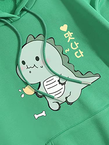 Sweat à capuche décontracté manches longues vert avec poches taille S
