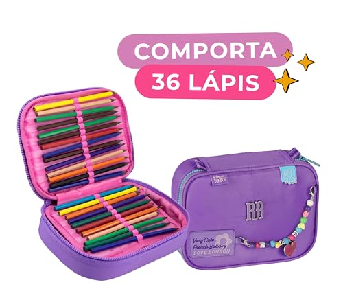 Kit Mochila Rodinha Escolar Rb Rebecca Bonbon Carrinho Estojo E Lancheira Notebook (Lilas)