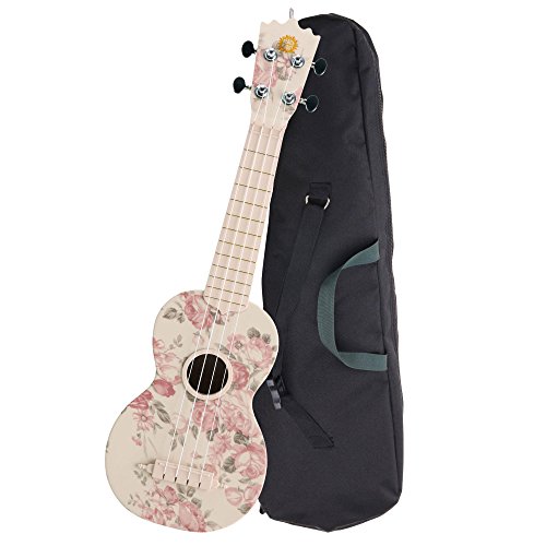 Classic Cantabile BeachBuddy Desert Rose Ukulélé Sopran en matériau ABS avec housse (Uke, guitare hawaïenne, plastique PVC, adapté pour extérieur & plage avec housse) mécaniques de guitare fluides