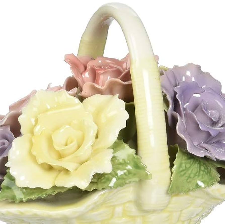 ステンドグラス　Rose flower basket【受注作品】 Amazon.com: Cosmos 10228 Fine Porcelain Rose Flower Basket