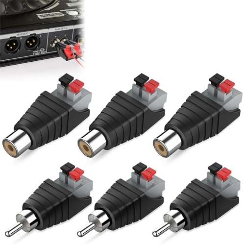 Cerioll Adaptador De Conector De Cable RCA A AV Phono, 6 Piezas Phono RCA Macho a AV, Audio Video Conector Adaptad-or, para Sistema de Cámara de Seguridad CCTV (3 Machos + 3 Hembras)