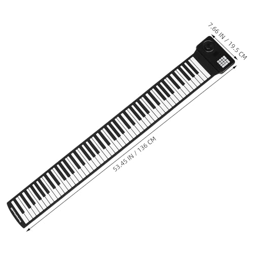 BAZEITFLOW 折りたたみ式鍵電子ピアノ ポータブルバッテリー駆動 シリコン柔軟鍵盤 内蔵スピーカー搭載 初心者向け練習用 携帯便利 小型収納可