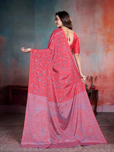 Image of Garden Vareli Floral Print Crepe Saree With Unstitched Blouse Piece