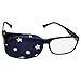 Couvre-lunettes en soie pour enfants et adultes, utilisé pour l'amblyopie, le strabisme, couvre-lunettes correctif - Motif étoiles blanches sur bleu
