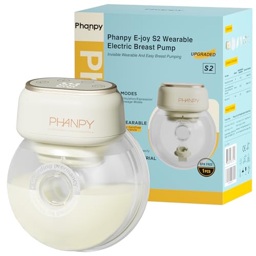 Phanpy E-Joy S2 – Extractor de leche portátil manos libres, 3 modos, 8 niveles, pantalla táctil LED de alto rendimiento, bajo ruido, capacidad de 7 onzas, 20 y 24 mm (1 unidad)