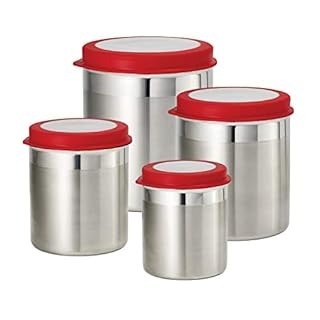 Tramontina 4 Piece Canister Food Cannister Set, Red