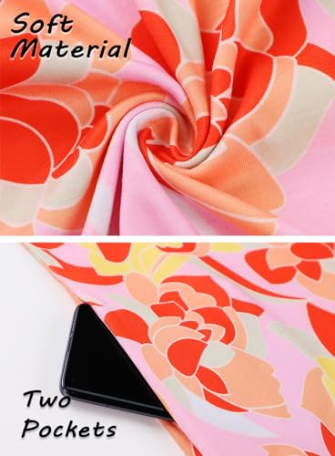 Image of SimpleFun Summer Dresses for Women Beach Floral Tshirt Sundress Casual Pockets Boho Tank Dress