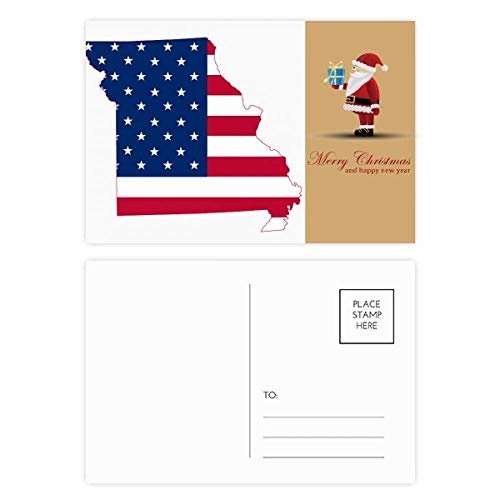 Cartes postales drapeau Père Noël Missouri lot de 20 avec remerciements