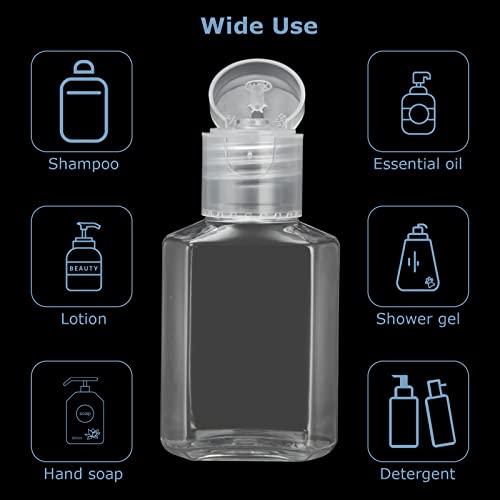 APACALI 100PCS Plastic Travel Bottles 1oz Mini Shampoo Bottles Small Empty Bottles Refillable Cosmetic Containers with Flip Cap Clear Portable Small Bottles for Liquid, Lotions, Toner, Body Soap4