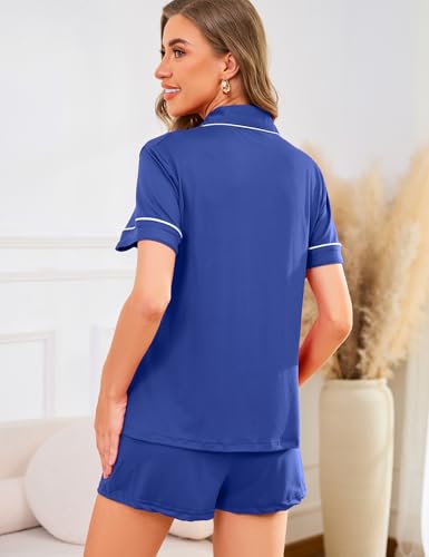 Image of Pajama Set for Women 2 Piece Sleepwear Short Sleeve Button Down Pj